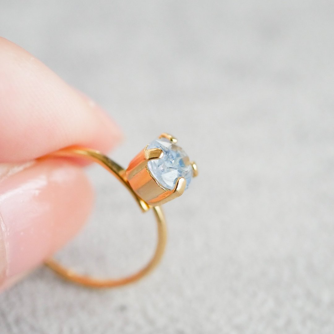 Kasumi grass dried flower/botanical ring - 戒指 - 树脂 蓝色