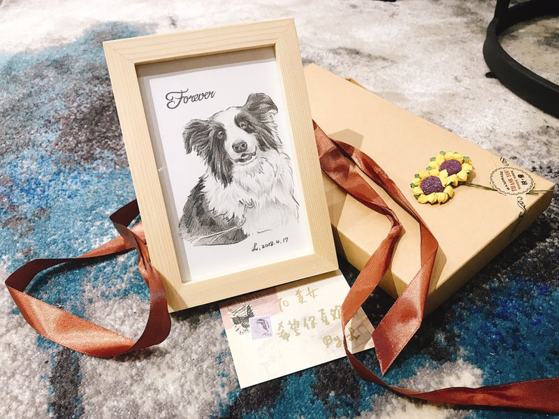 定制化插像素描肖像 + 简约实木框 | 订制 素描 插画 手绘 似颜绘 - 订制画像 - 纸 