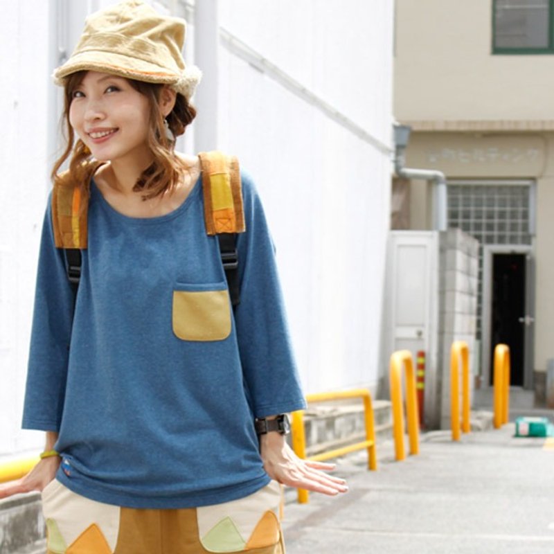 Palette  palette Irotic pocket cut - 女装上衣 - 棉．麻 蓝色