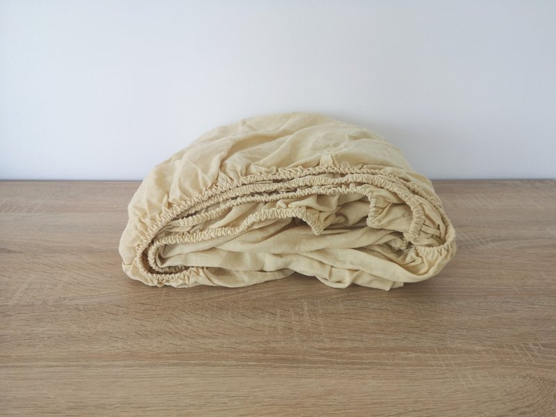 Pastel yellow linen fitted sheet / Softened linen bed sheet / Deep pocket - 寝具 - 亚麻 黄色