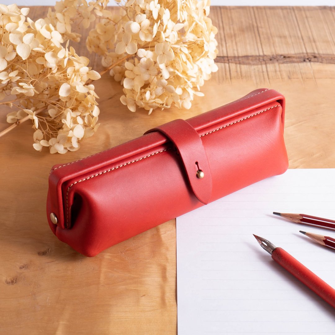 意大利皮革笔袋 Paka-pen #Red【入学礼】【就职礼】【定制化礼品】 - 铅笔盒/笔袋 - 真皮 红色