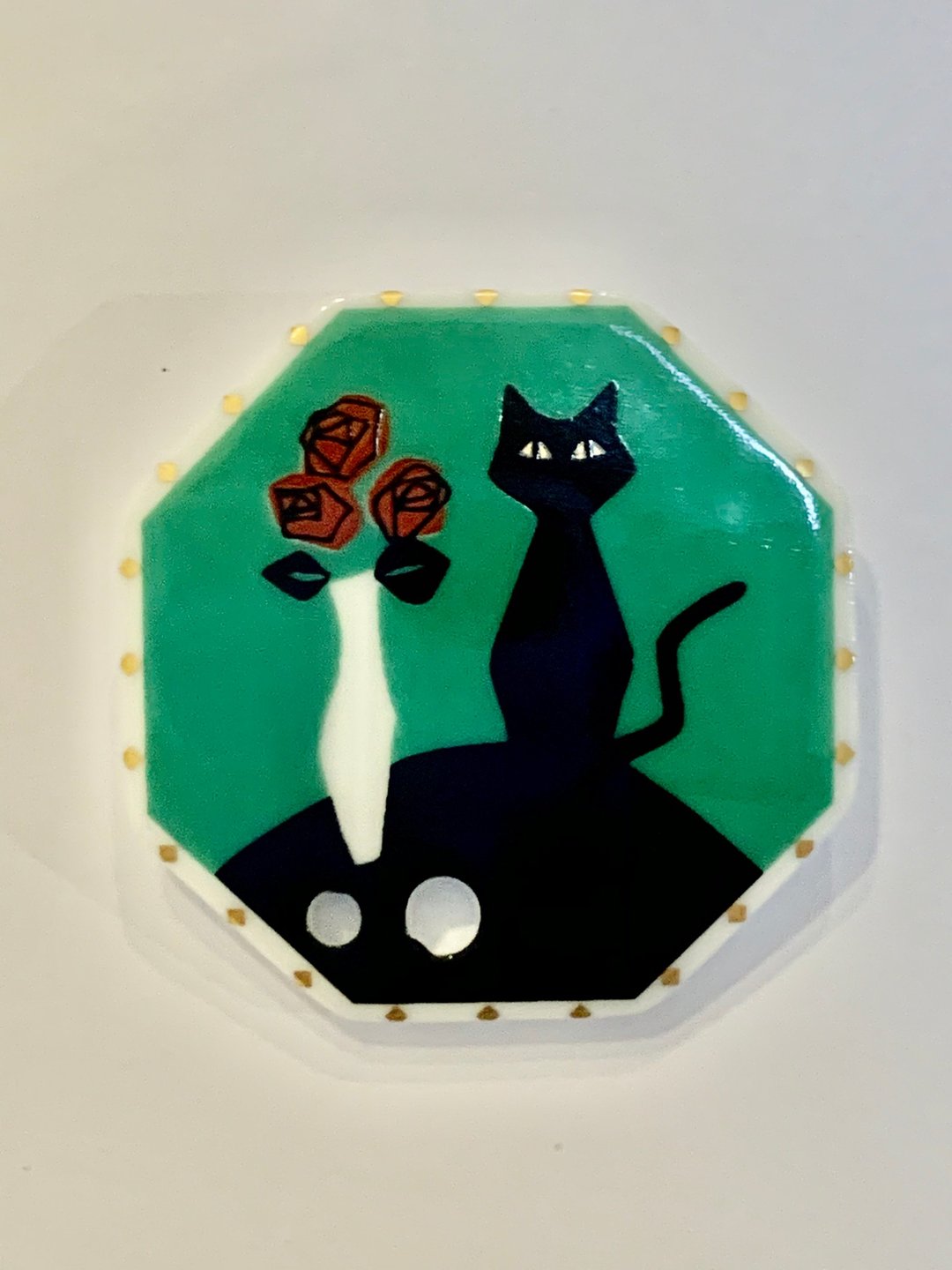 绝版品  香道系列香立 黑猫玫瑰 【日本松荣堂 香立系列】 - 其他 - 瓷 