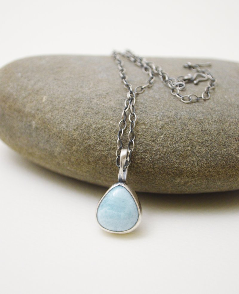 凉爽一下系列-硫化纯银·海纹石/拉利玛石项链 - 项链 - 纯银 蓝色