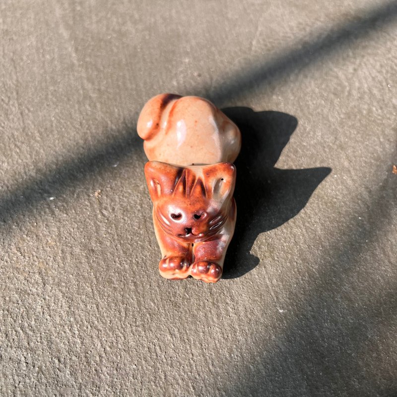 疗愈开掌花 / 橘猫陶偶 / 志野釉 - 摆饰 - 陶 橘色