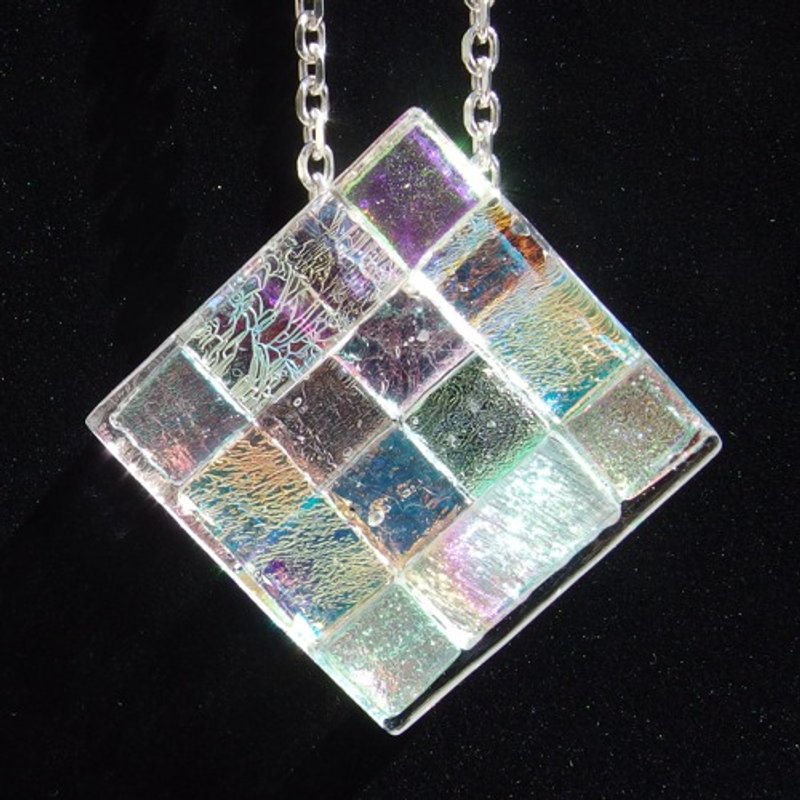 【More Premium】极光幸运玻璃 925银项链(大) 可改扩香 接单制作 - 项链 - 玻璃 银色