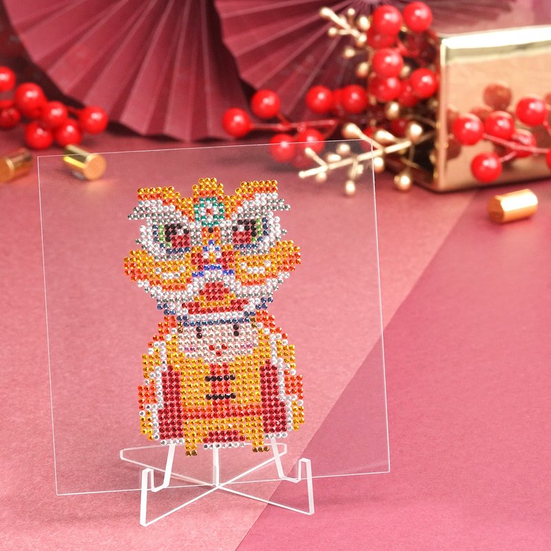 Rhinestone Craft 舞狮 (黄色版本) - 完成品摆设 - 摆饰 - 其他材质 黄色