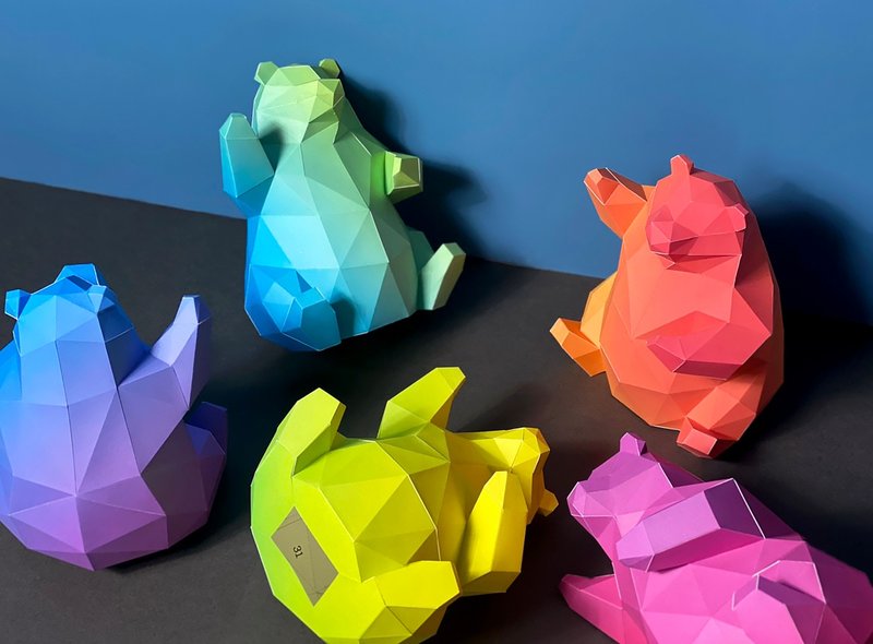 纸模型-渐层小熊.免裁切 - 木工/竹艺/纸艺 - 纸 多色