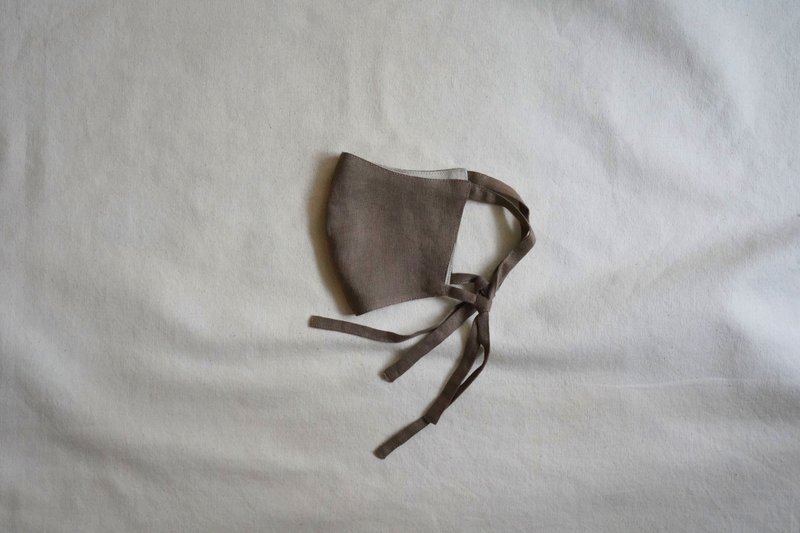 unisex mask | 双色绑带口罩 |  焦 茶 x  米 - 口罩 - 棉 咖啡色