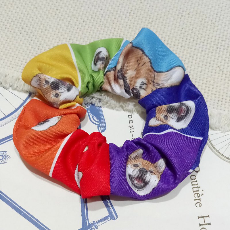 彩虹-大肠发圈_柴犬_马尾发带 - 发饰 - 聚酯纤维 