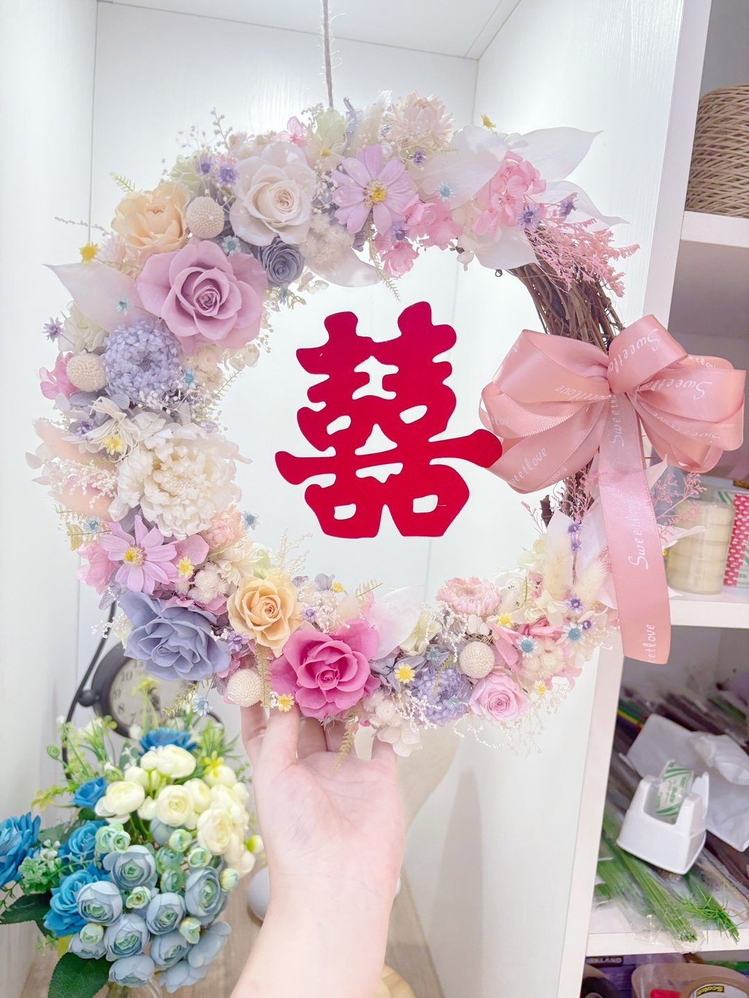 永生花花圈 - 干燥花/捧花 - 植物．花 多色