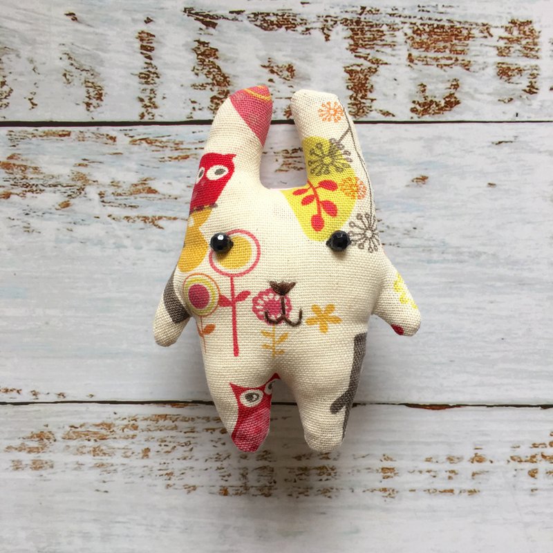 +猫头鹰森林+兔子钥匙圈 - 吊饰 - 棉．麻 粉红色