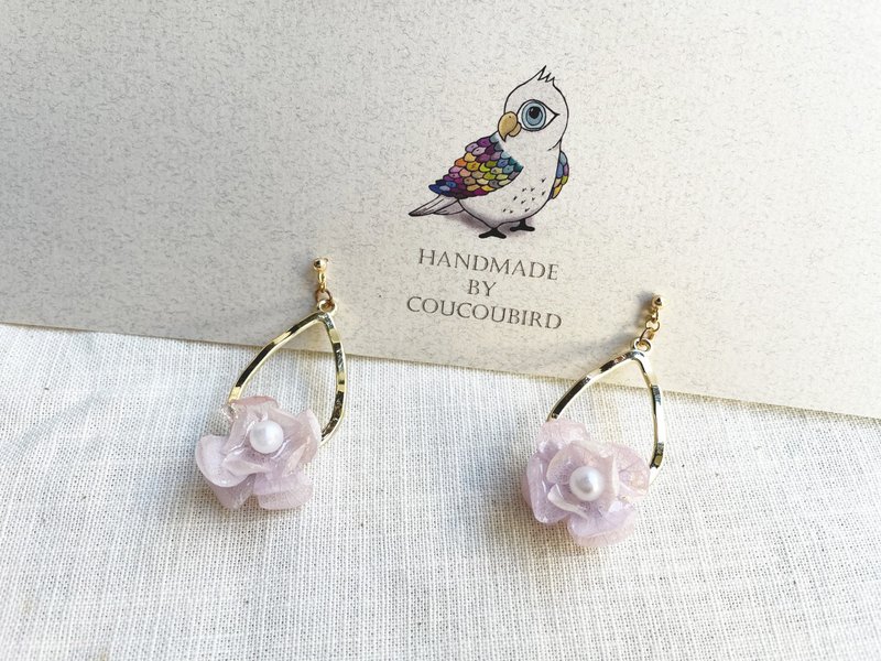 *coucoubird* 花团锦簇耳环/紫蓝 - 耳环/耳夹 - 植物．花 紫色
