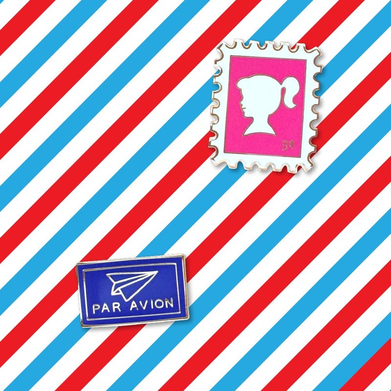 笔友胸针(一套两枚) - 胸针 - 其他金属 粉红色