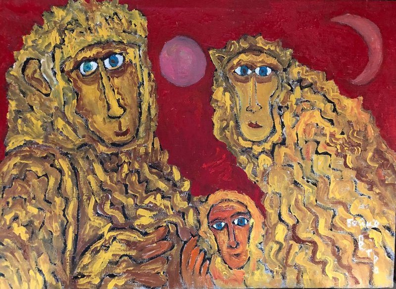 我的家庭油画，乌克兰天真前卫墙面艺术家居装饰 - 墙贴/壁贴 - 棉．麻 多色