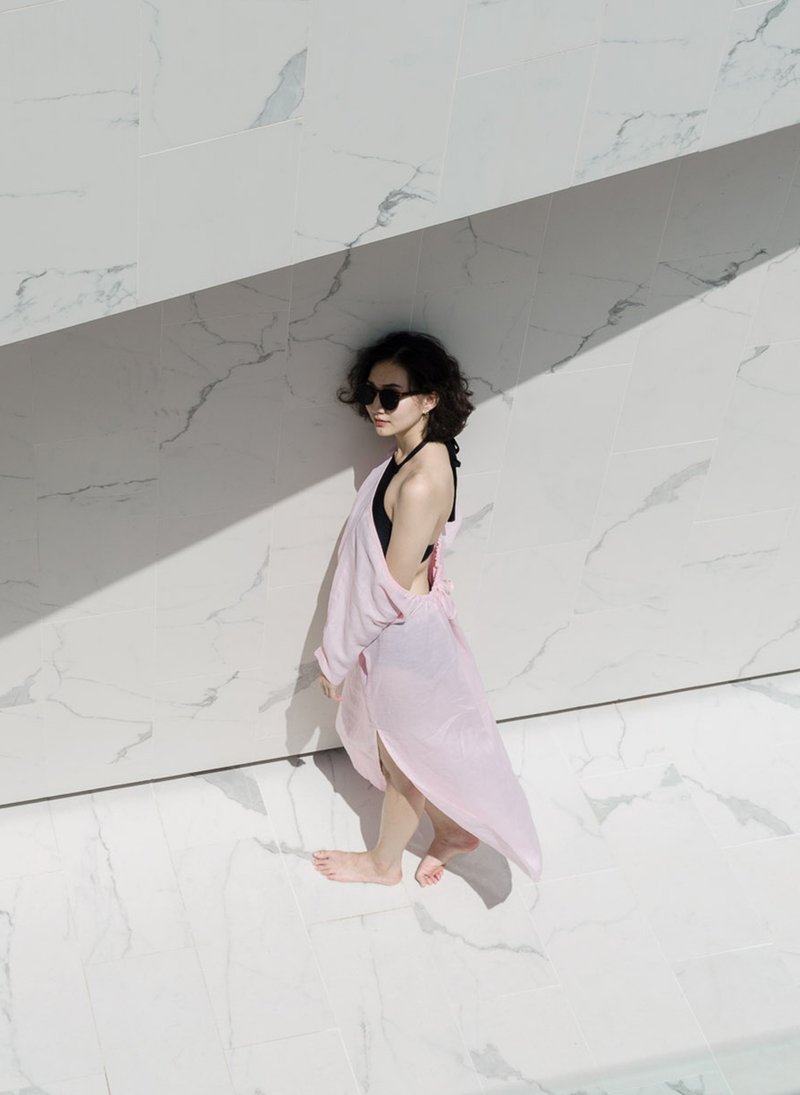 CORONA - Pearl pink / Linen - 女装泳衣/比基尼 - 棉．麻 粉红色