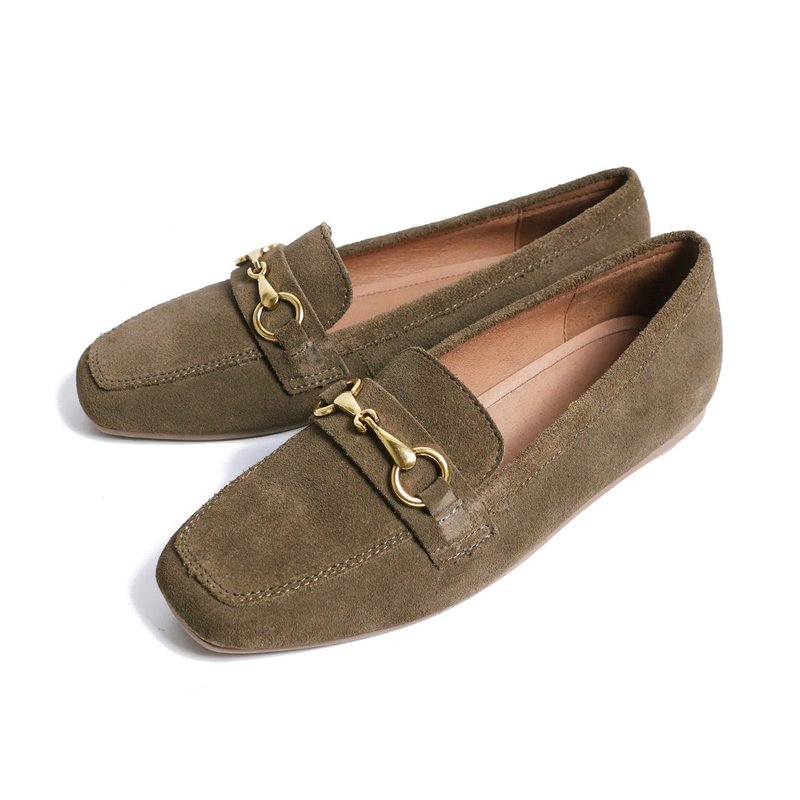 经典马衔扣柔软微宽楦乐福鞋麂皮绿 - 女款牛津鞋/乐福鞋 - 真皮 绿色