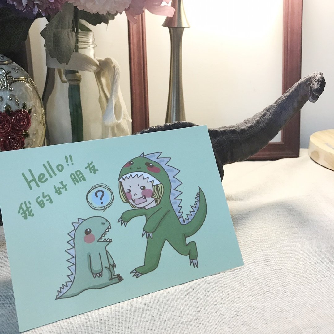 *薄荷怪兽*Hello我的好朋友!! -明信片 - 卡片/明信片 - 纸 绿色