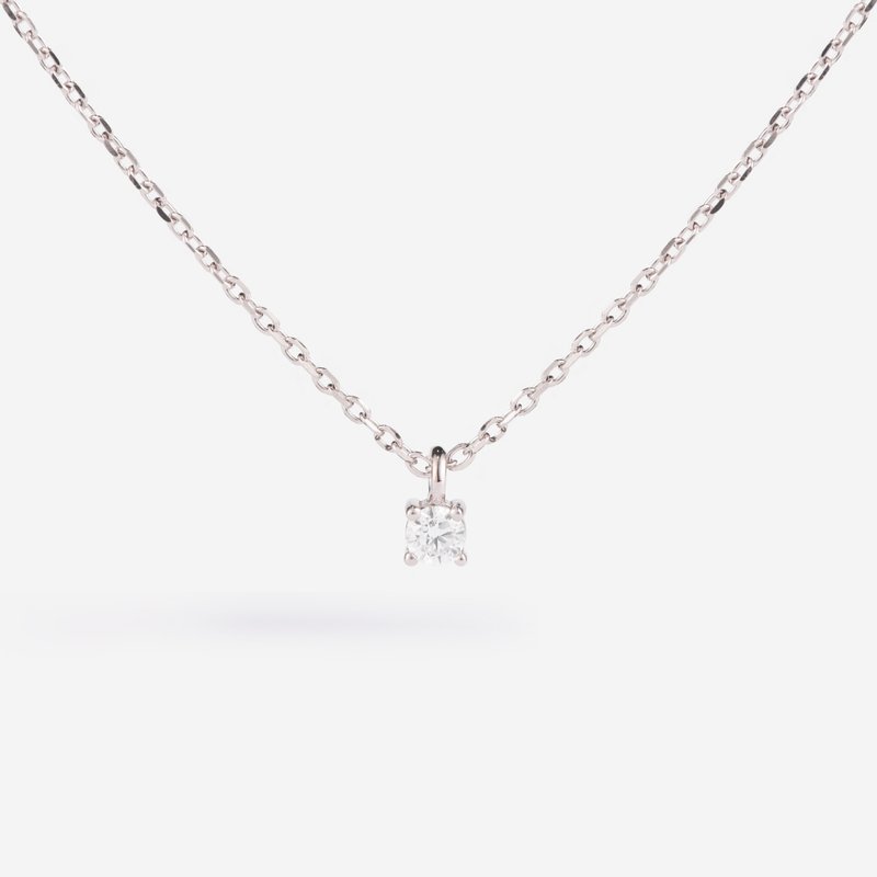 细致单钻纯银项链 | 顶级锆石系列。经典热卖款 - 项链 - 纯银 银色
