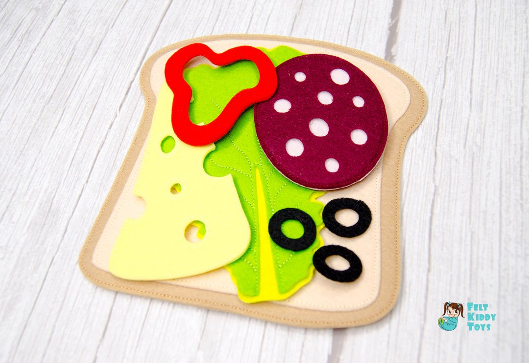 Make a sandwich, toy from felt - 玩具/玩偶 - 环保材料 多色
