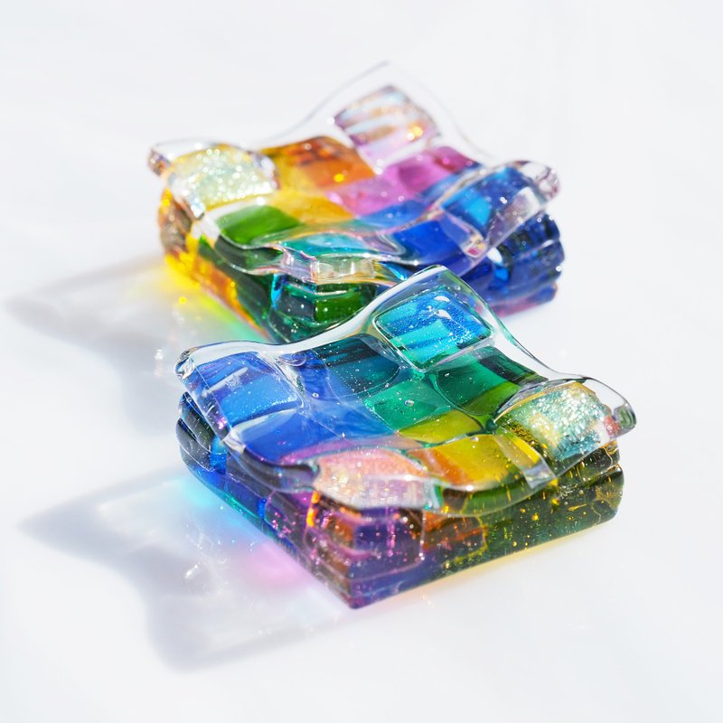 [Rainbow] [Special] Large happy glass (happiness [extra-large] [rainbow]) paperweight [made to order] - 其他 - 玻璃 多色