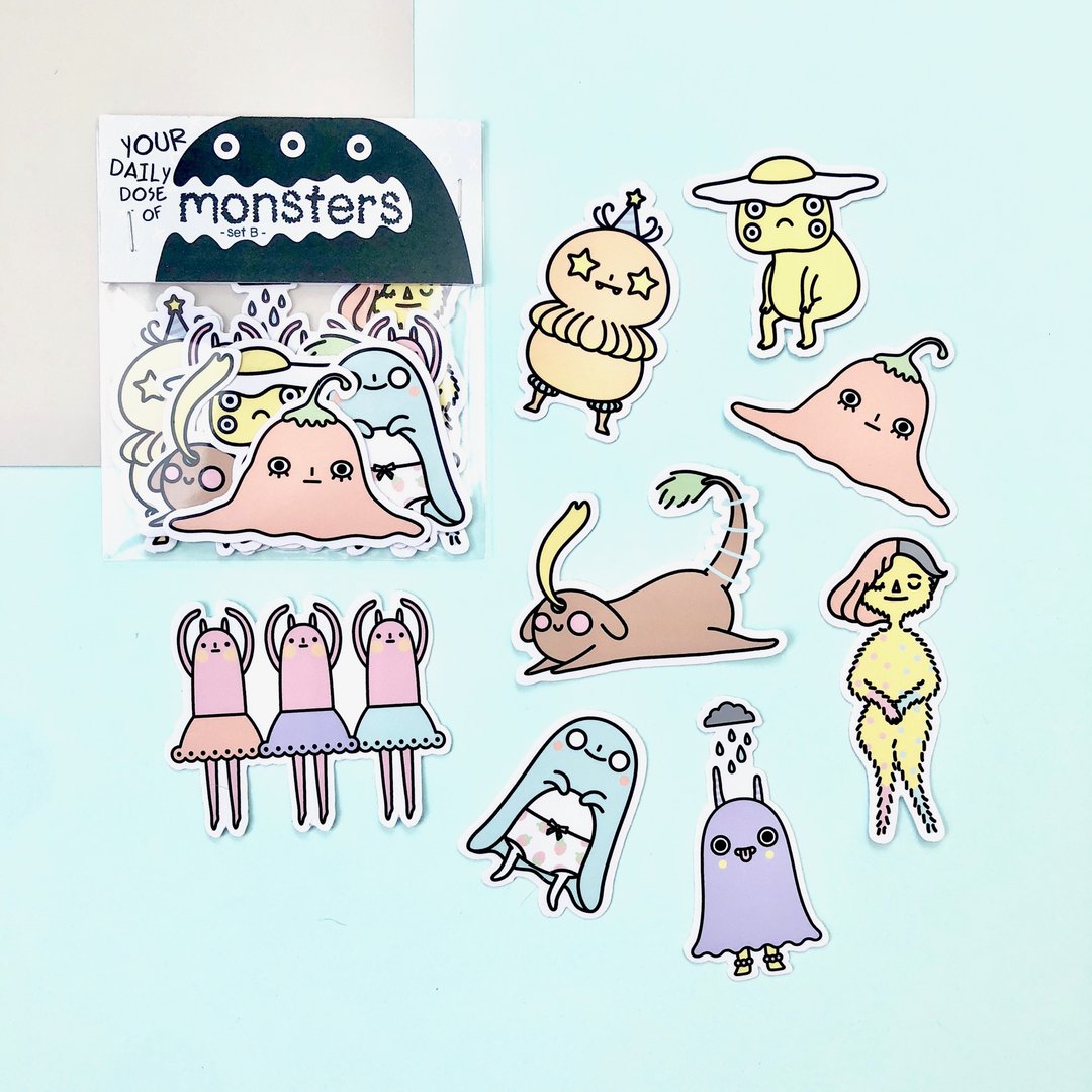 贴纸包 Your Daily Dose of Monsters Set B - 贴纸 - 纸 多色