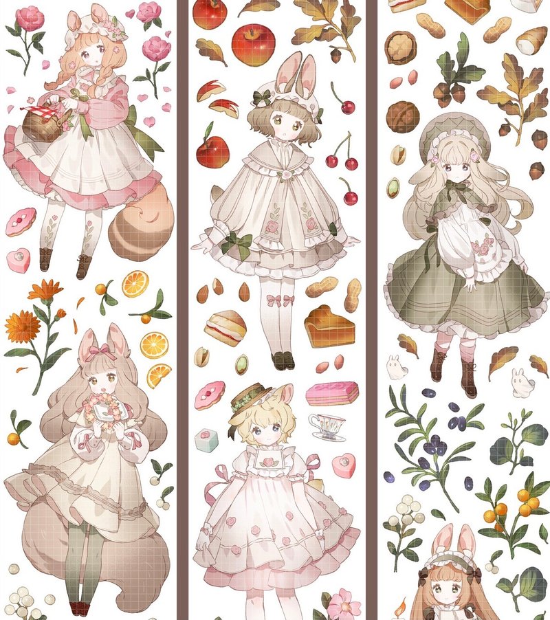 森林奇遇 PET 和纸胶带 贝壳光 - 贴纸 - 其他材质 多色