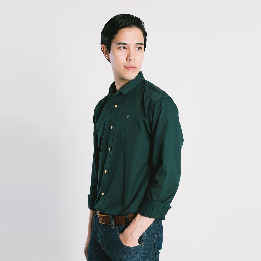 HUMMINGBIRD // duck head green // men straight fit - 男装衬衫 - 棉 绿色