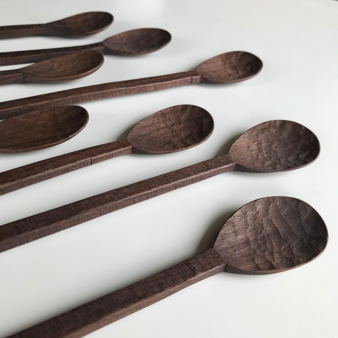 Black Walnut Serrated Skull Poon - 餐刀/叉/匙组合 - 木头 咖啡色