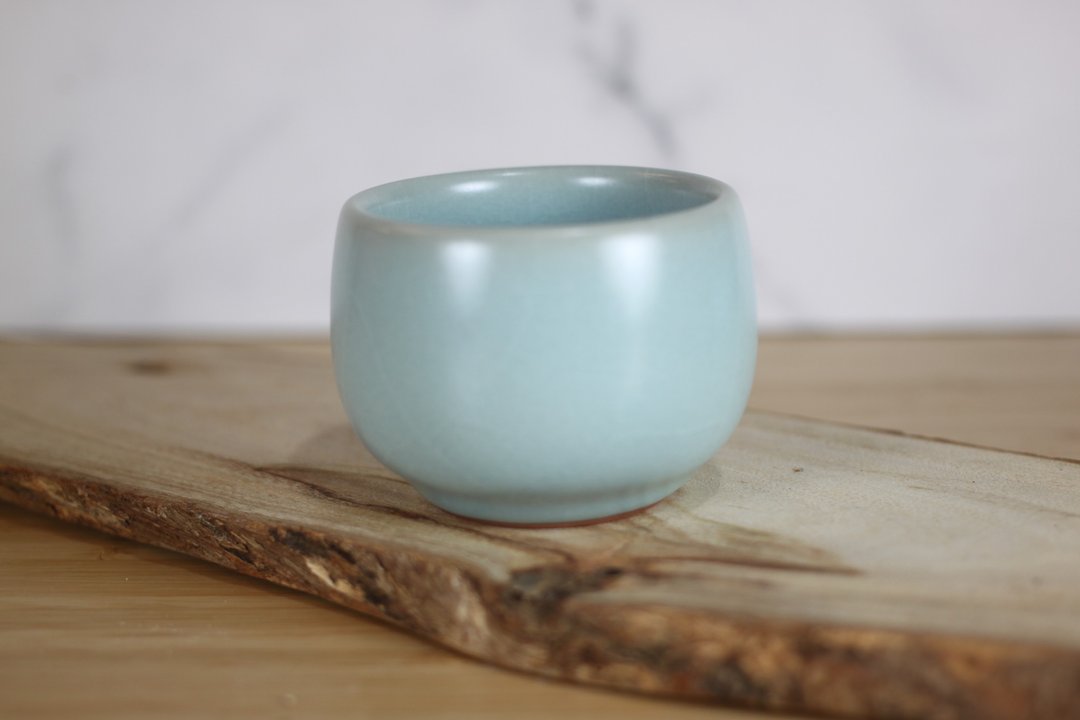 【蛇年新春】80ml 天青汝窑 茶杯 手拉坯小杯 名家叶敏祥手作 - 茶具/茶杯 - 瓷 
