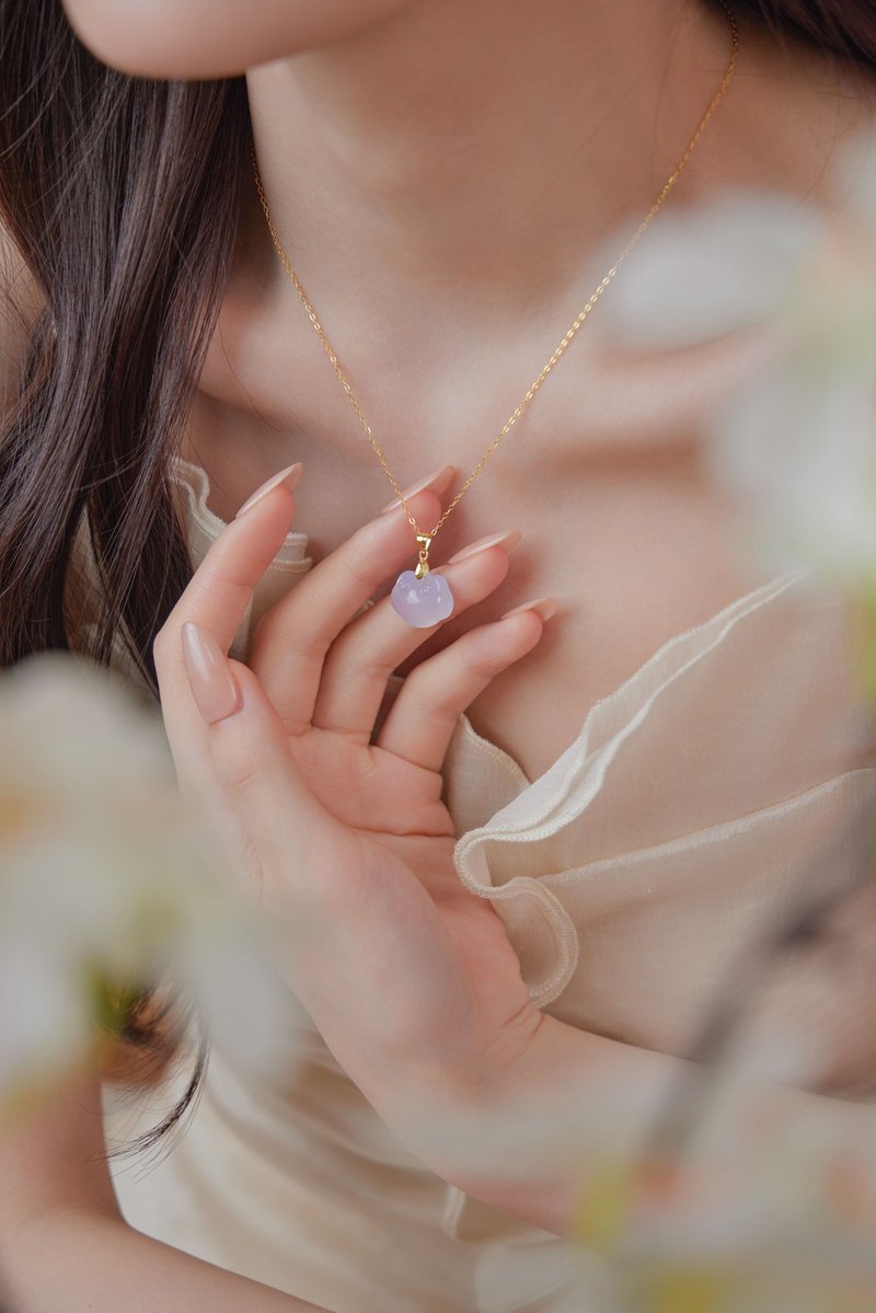 蓝玉髓平安锁 | 项链 - 项链 - 玉石 蓝色