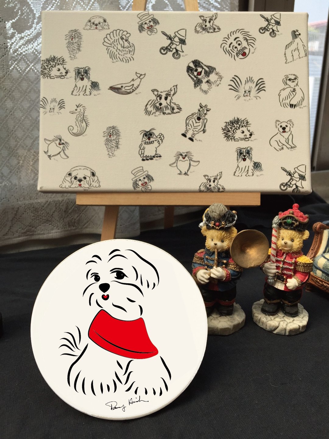 Q Family 原创陶瓷吸水杯垫 - 玛尔济斯-神气 - 杯垫 - 陶 白色