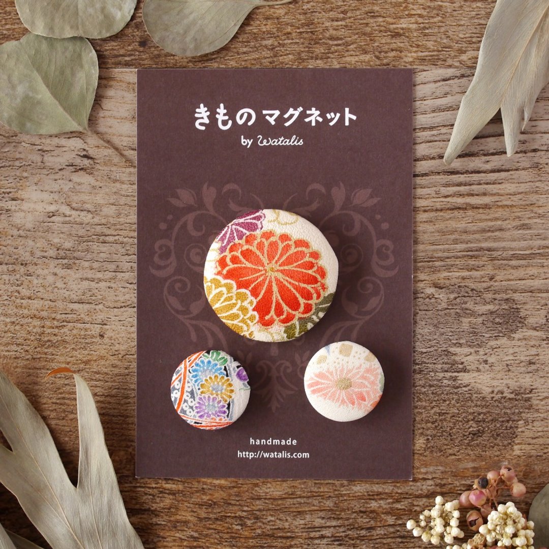和风磁铁 顶级款 菊花纹 丝绸 - 冰箱贴/磁贴 - 丝．绢 多色