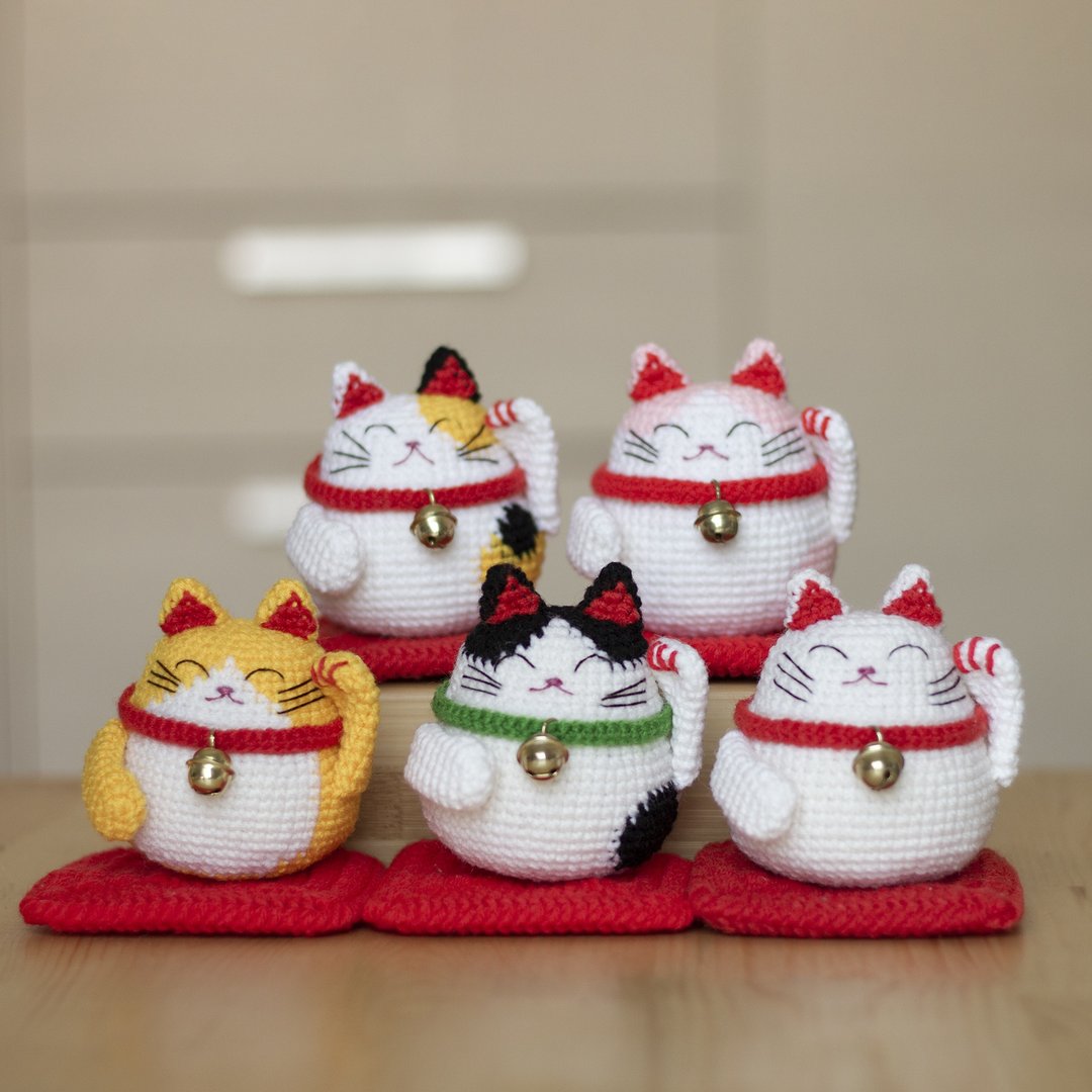 Digital Download - Amigurumi Mini Lucky Cat Pattern (PDF) - 手工艺教程/工具书 - 其他材质 