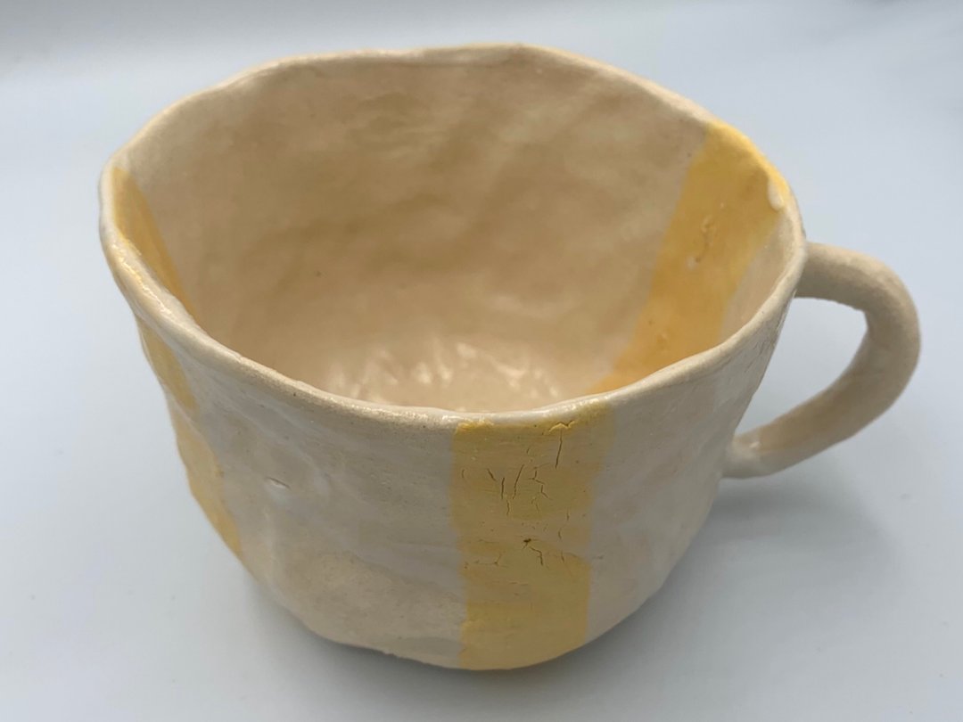 手捏彩绘陶杯 - 茶具/茶杯 - 陶 黄色