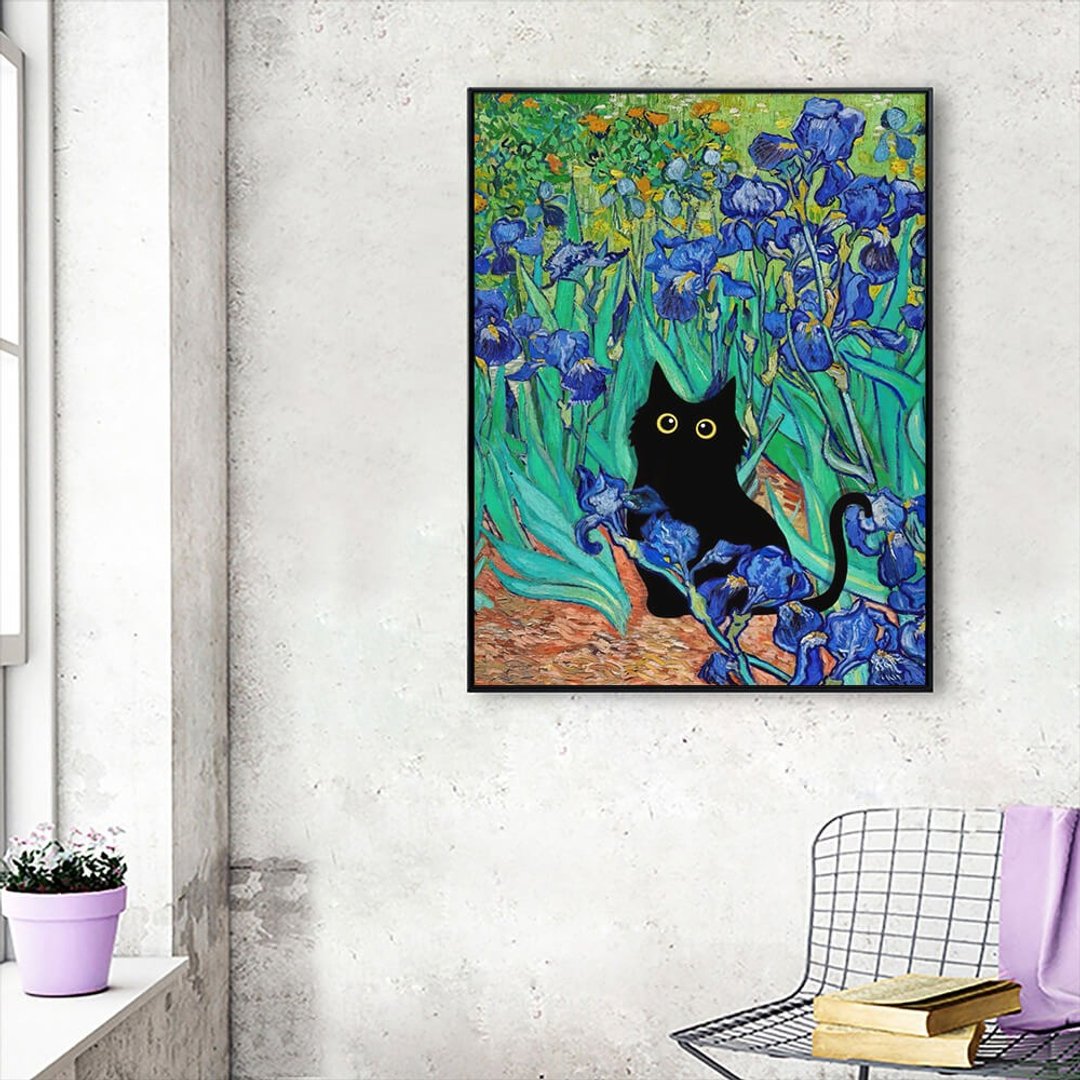 CAT·鸢尾花_挂画_动物系列_台湾制造 两个工作天快速出货 - 海报/装饰画/版画 - 棉 多色