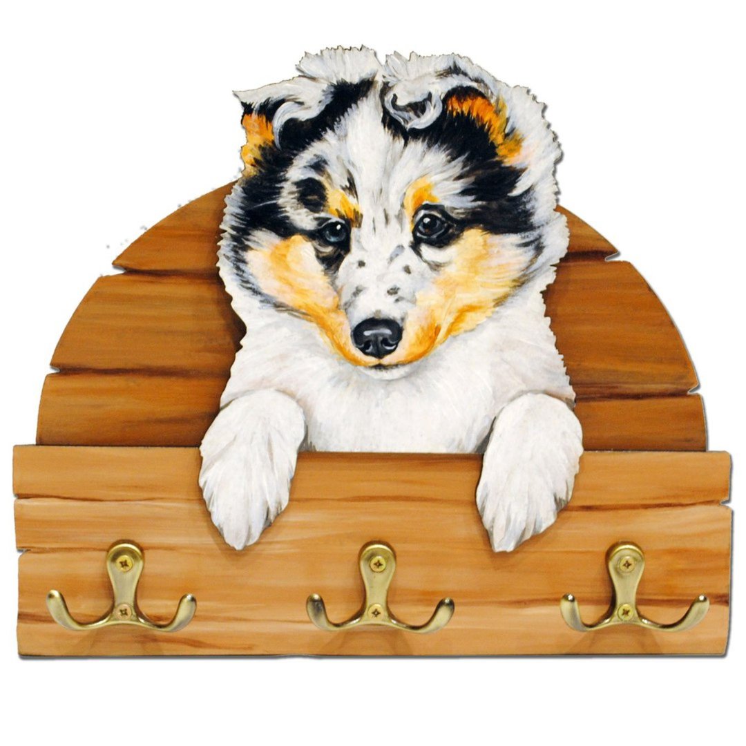Sheltie dog Hanger / holder leashes, rack key of wood - 衣架/挂勾 - 木头 