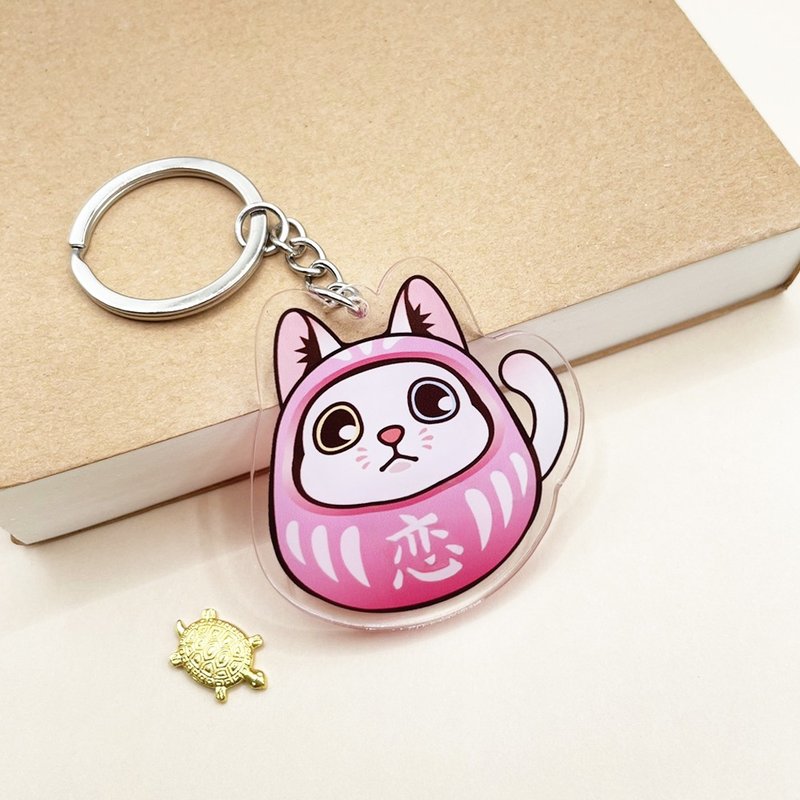 白猫不倒翁 压克力钥匙圈 - 钥匙链/钥匙包 - 其他材质 白色