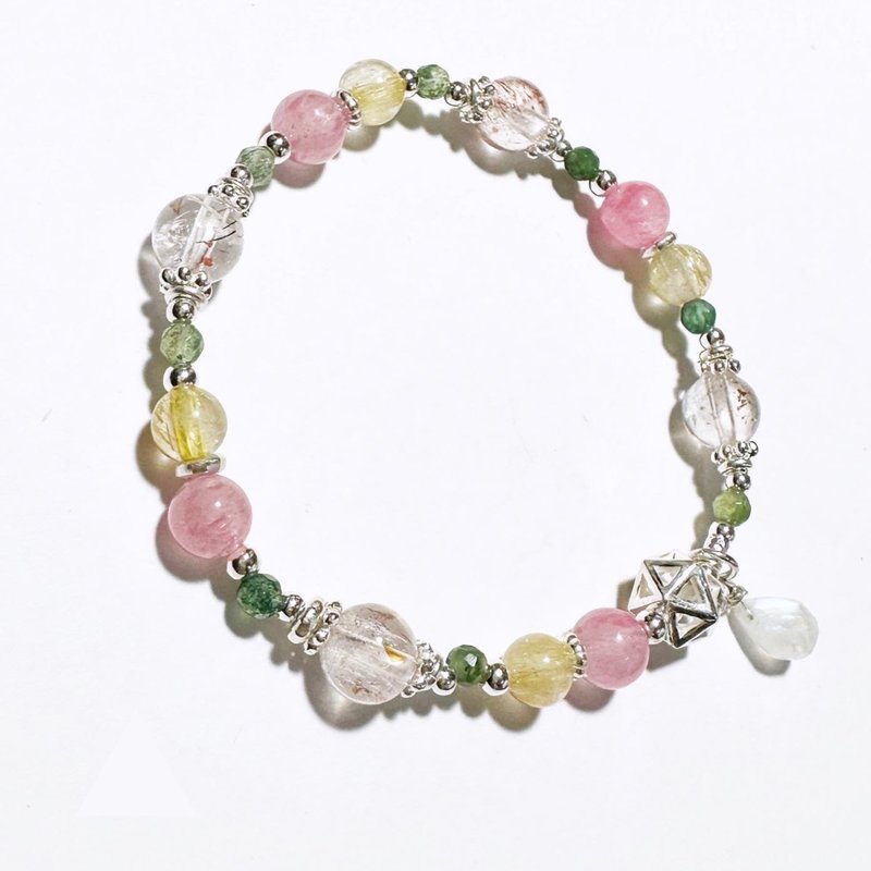 晨光蔷薇园-玉化蔷薇石.钛晶.超七水晶-设计款手链 - 手链/手环 - 水晶 粉红色