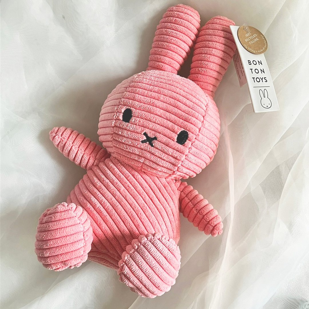 BON TON TOYS 米菲兔 ECO 灯芯绒填充玩偶 - 泡泡粉 23cm - 玩偶/公仔 - 聚酯纤维 粉红色