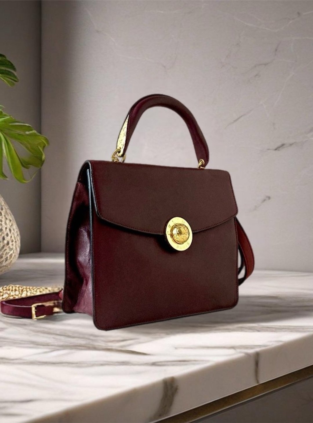 【特选货品】稀有中古二手 Celine 星球酒红色手提袋单肩背斜孭包 - 侧背包/斜挎包 - 真皮 咖啡色