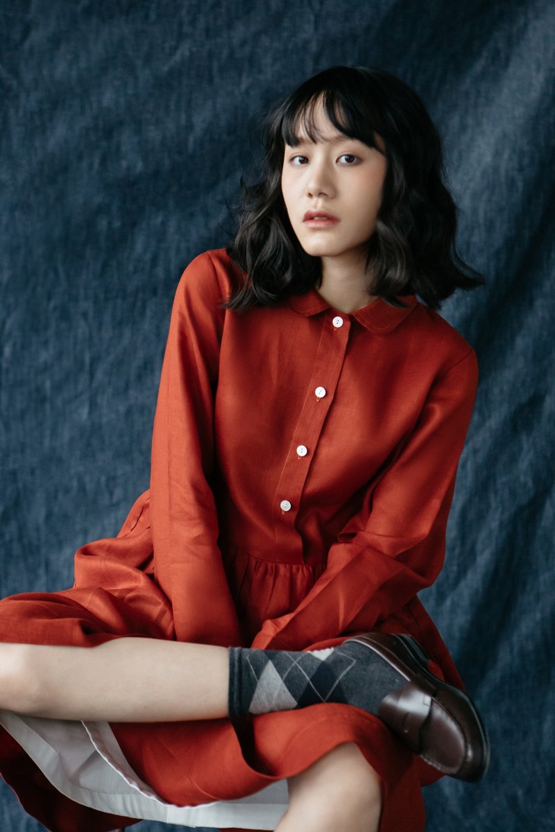 Makers Classic Dress in Tomato - 洋装/连衣裙 - 棉．麻 红色
