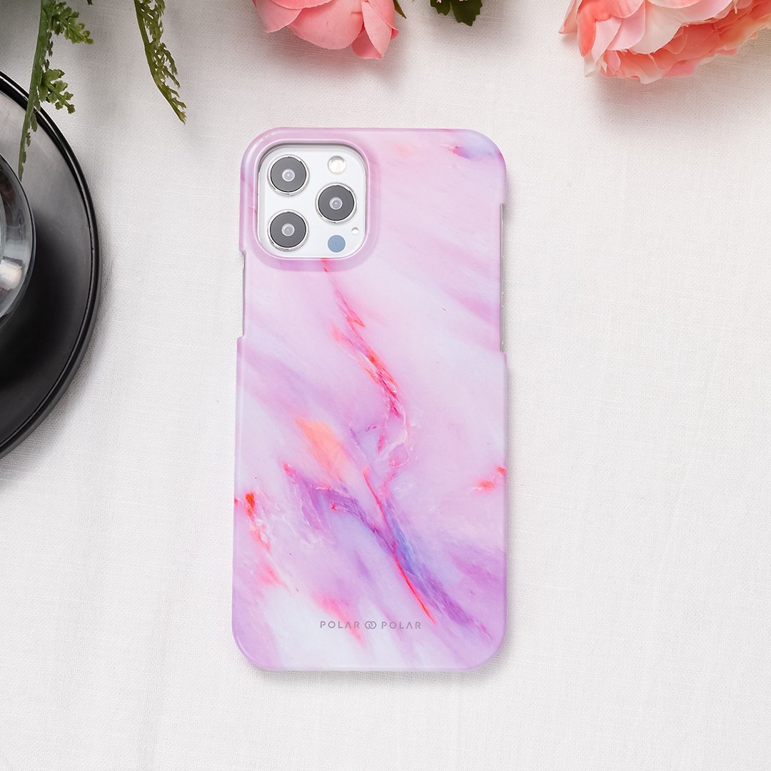 iPhone / Samsung 甜美棉花糖纹云石纹 半包硬壳 手机壳【定制】 - 手机壳/手机套 - 塑料 粉红色