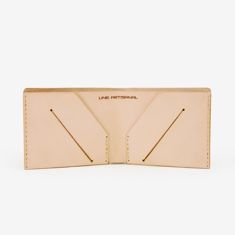 匠线LINE ARTISANAL植鞣牛皮钱夹 手工手缝头层真皮极简短款钱包 - 皮夹/钱包 - 真皮 卡其色