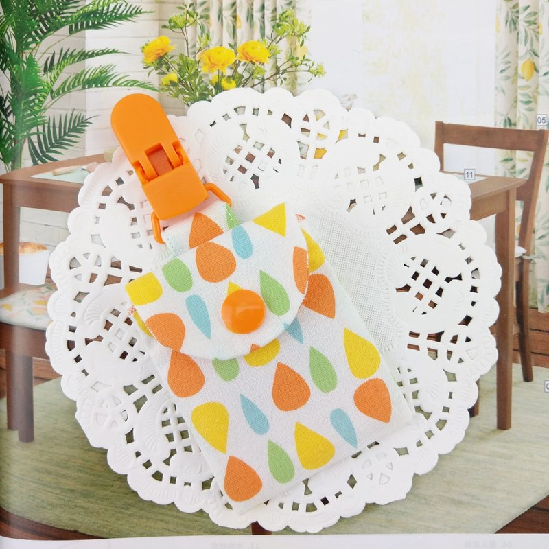 橘彩雨滴。平安符袋 (可绣名字) - 平安符/符袋 - 棉．麻 橘色