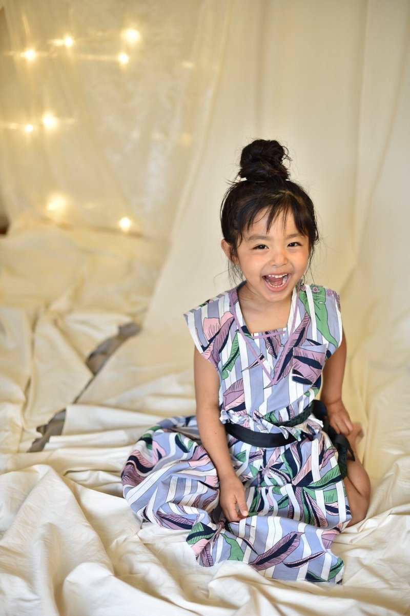 植物衬衫紫 - 童装上衣 - 棉．麻 紫色