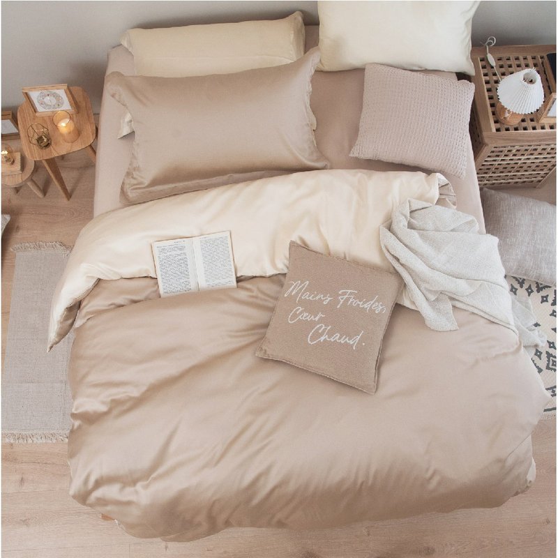 TL2000 沙漠米 X 奶油黄/300 织天丝莱赛尔床包枕套/床包被套组/ 台湾 - 寝具 - 环保材料 