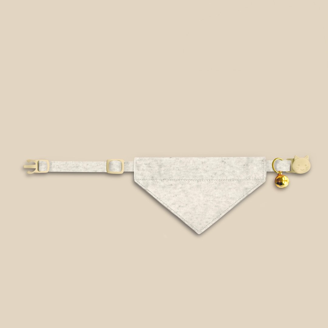 简约手工定制猫咪项圈 | NewLife Toff White Bandana Cat Collar - 项圈/牵绳 - 棉 白色