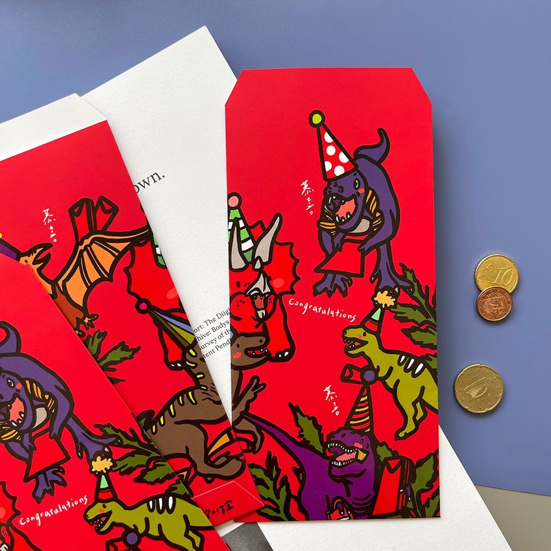 现货 祥龙献 red 恐龙 红包袋 利是封 3 入 - 红包/春联 - 纸 红色