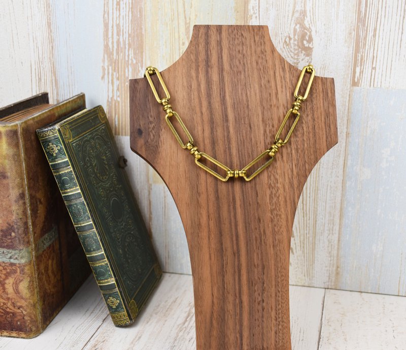 简约长形黄铜短链 - 项链 - 铜/黄铜 金色
