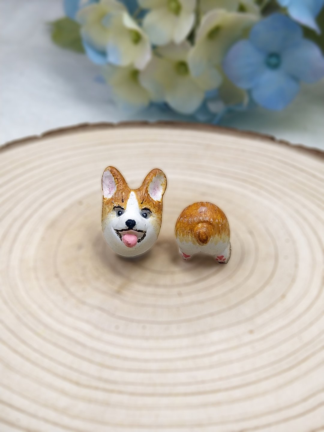 全手作 柯基犬耳环 哥基耳环 C款 防敏感耳针 耳钉/耳夹 - 耳环/耳夹 - 粘土 透明